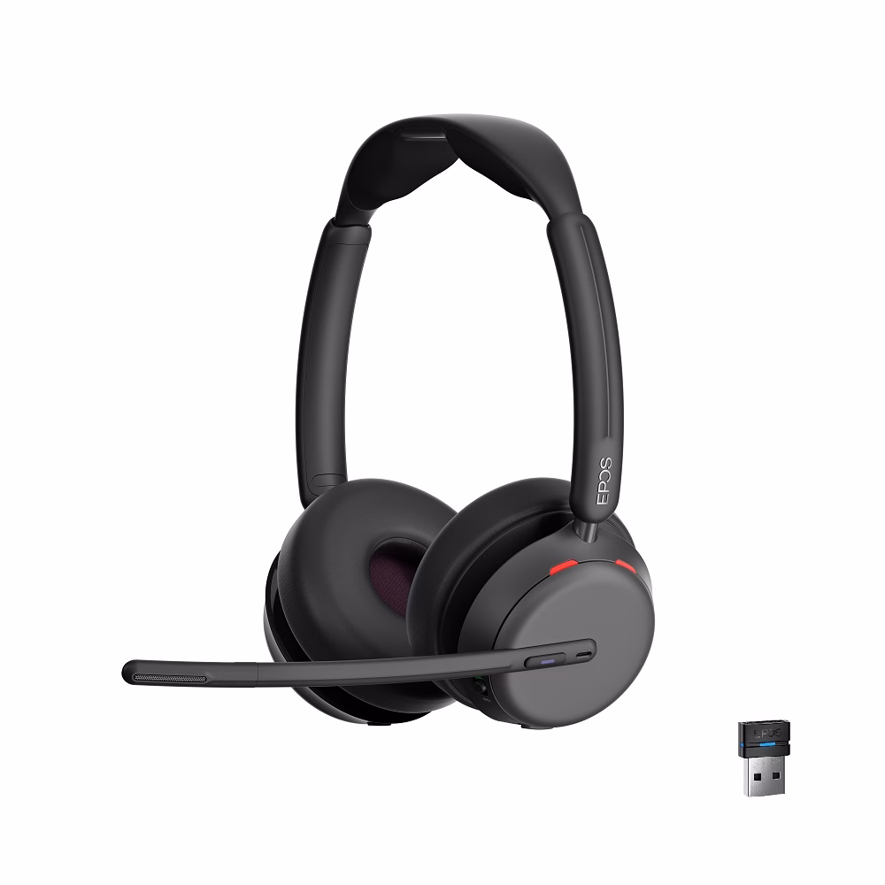 EPOS IMPACT 1061T ANC Stand Teams Stereo Bluetooth Headset mit CH 40 Ladestation & BTD 800 USB-A Blu