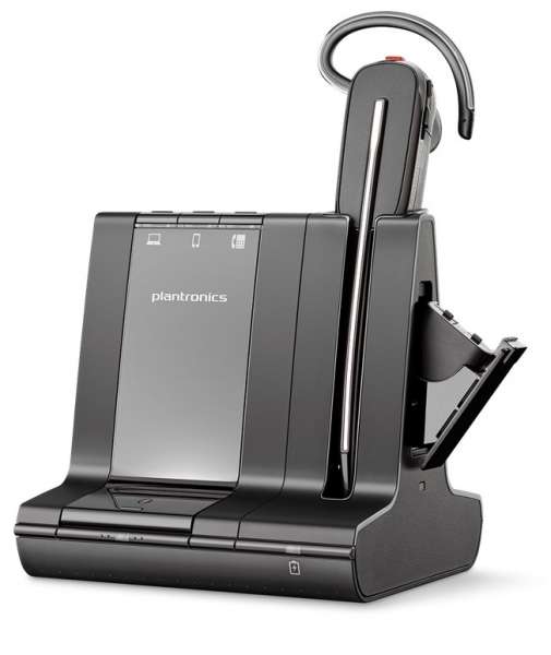 Poly Savi 8245-M Konvertible Office DECT NC Headset mit Zusatzakku für Festnetz, PC Softphone und Mo