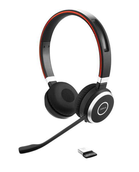 Jabra Evolve 65 UC Duo Bluetooth NC Headset inkl. Link 370 Dongle für PC Softphone/Mobiltelefon