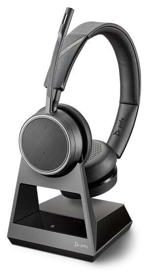 Poly Voyager 4220 Office 1-Way Base Duo Bluetooth NC Headset für Festnetz und Mobiltelefon